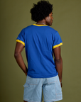 Vintage Ringer Tee in Royal Blue back view on Jerrod