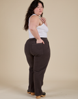 Work Pants in Espresso Brown angled back view on Ashley