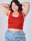 Cropped Tank Top in Mustang Red on Ashley
