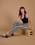 Black Stripe Work Pants - Natural
