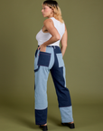 Mismatched Denim Carpenter Jeans back view on Tiara