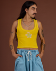 Icon Cropped Tank - Yellow Hibiscus