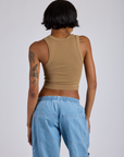 Back view of Cropped Tank Top in Desert Brown on Kira