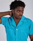 Short Sleeve Jumpsuit - Hawaiian Blue