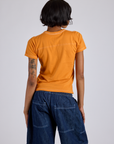 Jr. Varsity Tee in Creamsicle Orange back view on Kira