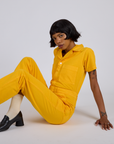 Short Sleeve Jumpsuit - Sunshine Yellow