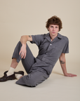 Short Sleeve Jumpsuit in Washed Grey worn by Quinn