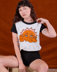 Anniversary Tee in Smile and black Work Shorts on Alex