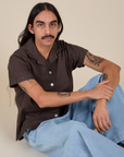 Anthony is wearing Pantry Button-Up in Espresso Brown