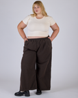 Pleated Pull-On Pants - Espresso Brown