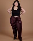 Black Stripe Work Pants - Red Wine
