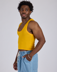 Cropped Tank Top in Sunshine Yellow side view on Isaac