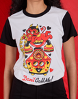 Vintage Tee in Don't Call Me close up on Shahana