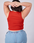 Cropped Tank Top in Mustang Red back view on Ashley