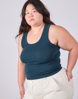 Tank Top in Lagoon angled front view on Ashley