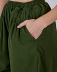 Pleated Pull-On Pants - Evergreen