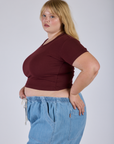 Cropped Baby Tee - Red Wine