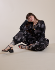 Magic Waters Drop Pocket Pants in Ink Blot and matching long sleeve baby tee worn by Sydney