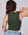 Cropped Tank Top in Swamp Green back view on Alex