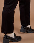 Organic Work Pants in Basic Black pant leg close up on Juliet
