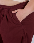 Pleated Pull-On Pants - Red Wine