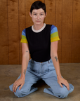 Calypso Tee in Black Multi worn by Alex