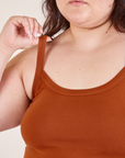 Cropped Cami in Burnt Terracotta front close up on Ashley