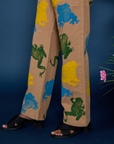 Side view close up of Paintstamped Work Pants in Froggy on Kandia