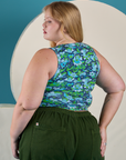 Angled back view of Cropped Tank Top in Angel Print on Juliet