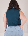Muscle Tee in Lagoon back view on Ashley