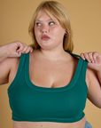 Contrast Stitch Mini Tank in Hunter Green on Juliet