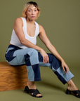 Mismatched Denim Carpenter Jeans and Cropped Tank in Vintage Tee White on Tiara