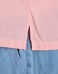 Close up of Pantry Button-Up in Baby Pink side vent