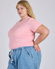 Jr. Varsity Tee in Baby Pink side view on Juliet