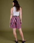 Longline Work Shorts in Bubblegum Pink back view on Alex