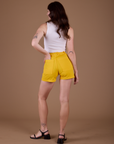 Classic Work Shorts in Sunshine Yellow back view on Alex