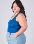 Cropped Tank Top in Royal Blue side view on Ashley
