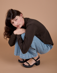 Alex is wearing Long Sleeve Burly Tee in Espresso Brown