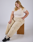 Pleated Pull-On Pants - Vintage Off-White