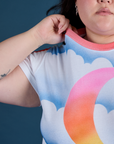 Airbrush Moon Vintage Tee front close up on Ashley