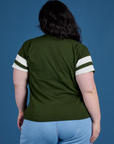 Painted Vintage Tee in Evergreen back view on Ashley