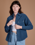 Cropped Corduroy Overshirt in French Blue on Alex