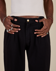 Heavyweight Trousers in Basic Black front close up on Jerrod