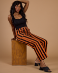 Black Stripe Work Pants - Construction Orange