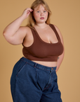 Mini Tank in Fudgesicle Brown angled front view on Juliet