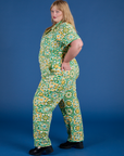Side view of Spring Quilt Print Jumpsuit on Juliet