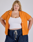 Pantry Button-Up in Creamsicle Orange on Juliet