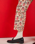Work Pants in Hot Stuff Print pant leg close up on Shahana