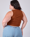 Cropped Tank Top in Burnt Terracotta back view on Ashley