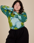 Long Sleeve Baby Tee in Green Magic Waters worn by Ashley